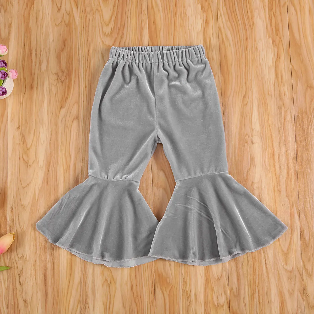 

Baby Girls Velvet Bell-Bottoms Pants Long Flared Trousers Casual Elastic Waist Pants 6 Colors 0-6Y