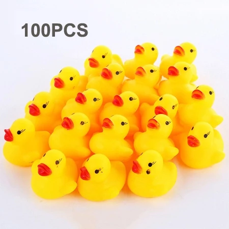 100pcs 60-120 шт./лот милые резиновые утки детская ванночка игрушки для душа плавательный бассейн визгливый звук резиновые игрушки для детей - Цвет: 100pcs