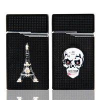 high firepower refillable inflatable skull tower pattern flashing light creative metal straight lighter smoking accessories