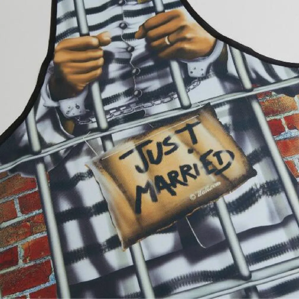 

Novelty Cooking Kitchen Apron Prisoner Man Printed Apron Cooking Grilling BBQ Apron