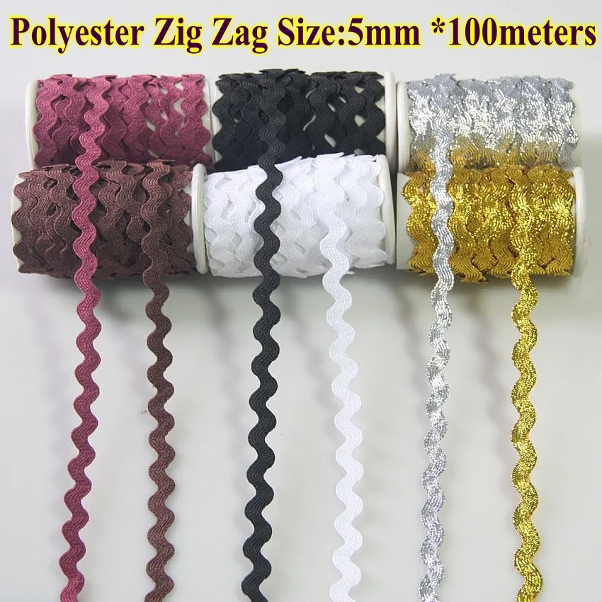 Бесплатная доставка-лента Zig zag Ric rac ширина 5-6 мм 100y/рулон цвет белый DIY аксессуары