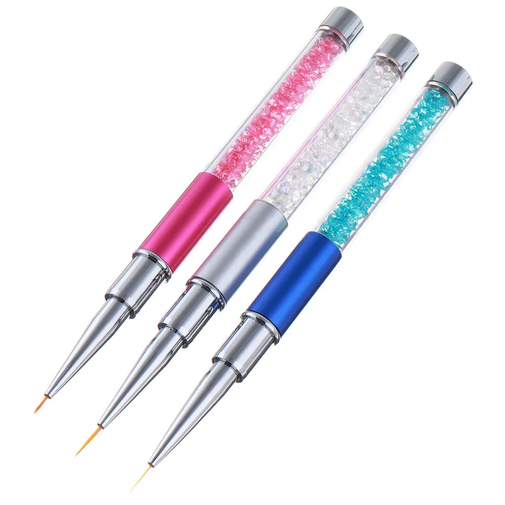 

3pcs Professional ManicureNail Art UV Gel Polish Design Dot Painting Detailing Pen Brushes Tool Set Cuticle Pusher Tool Colorful