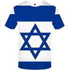 Забавные футболки с изображением флага Израиля, мужские футболки с изображением Израиля, Повседневная футболка с геометрическим рисунком, синие футболки с 3d рисунком, аниме одежда в стиле Харадзюку