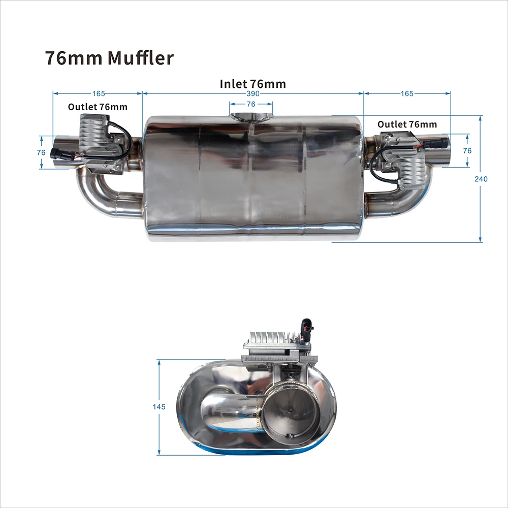 Глушитель с клапаном 76 мм электрический глушитель выходной S304 клапан вход до 63