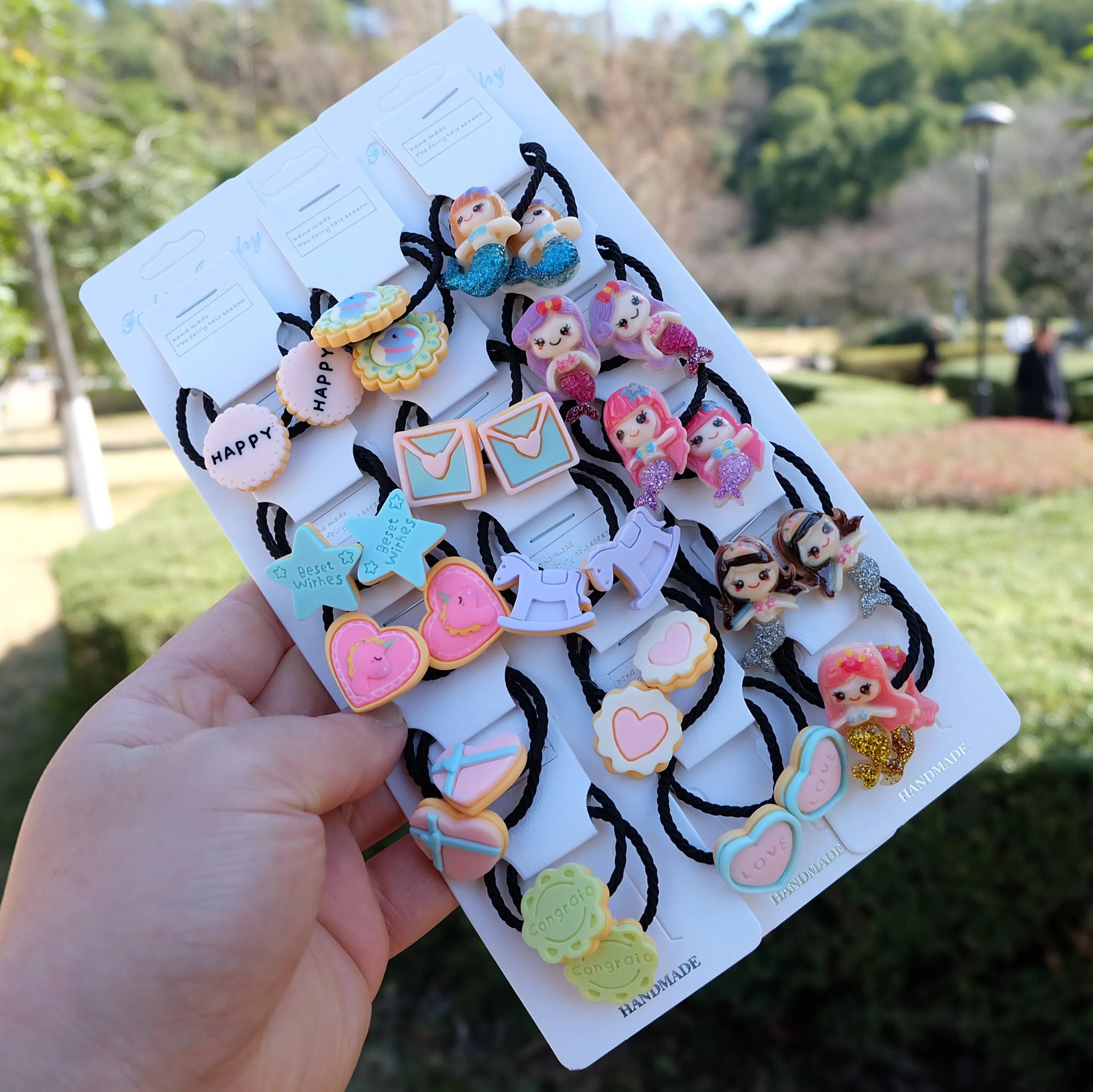 

10Pcs/Set Girls Cute Cartoon Elastic Hair Bands Animal Fruit Scrunchies Ponytail Holder Headbands for Kids Baby Hair Accessories