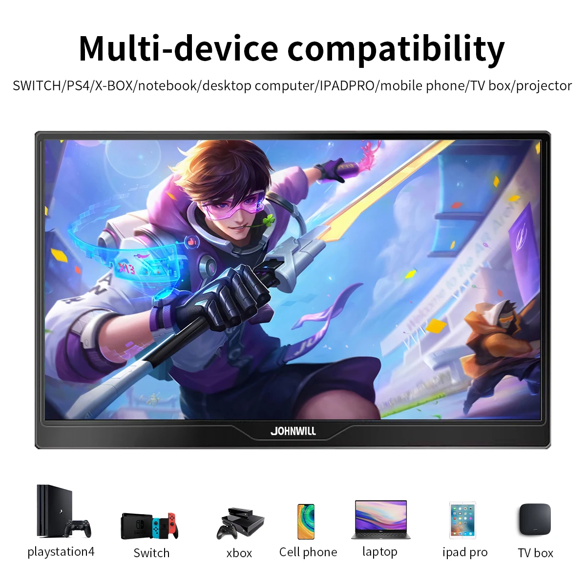 johnwill 15 6 portable 144hz lcd pc monitor type c hdmi 1920x1080 gaming monitor suitable for 99 smart phone direct connection free global shipping