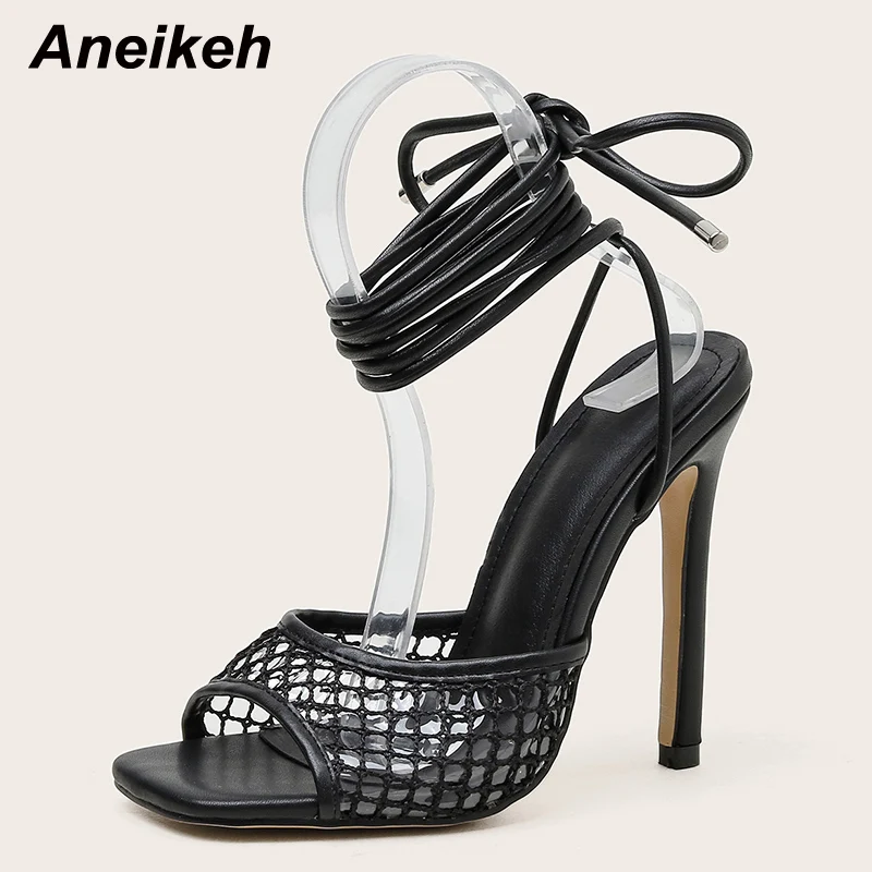 Сандалии Aneikeh женские модные пикантные на высоком тонком каблуке с перекрестной