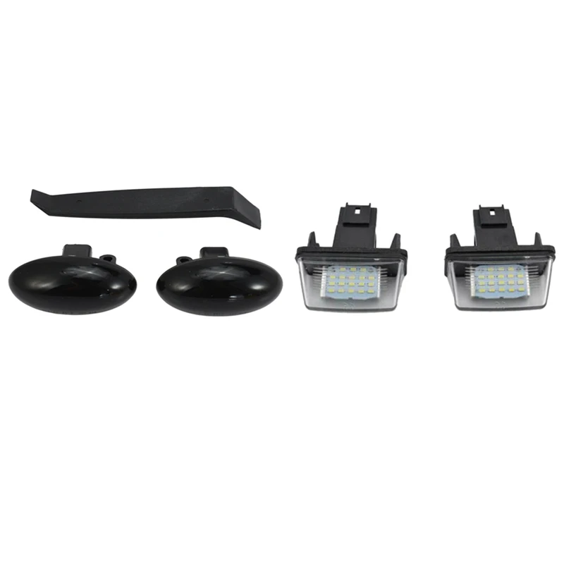 

2Pcs LED Dynamic Turn Signal Side Marker Light For Peugeot 307 206 207 407 107 607 & 2X 18 LED License Plate Light