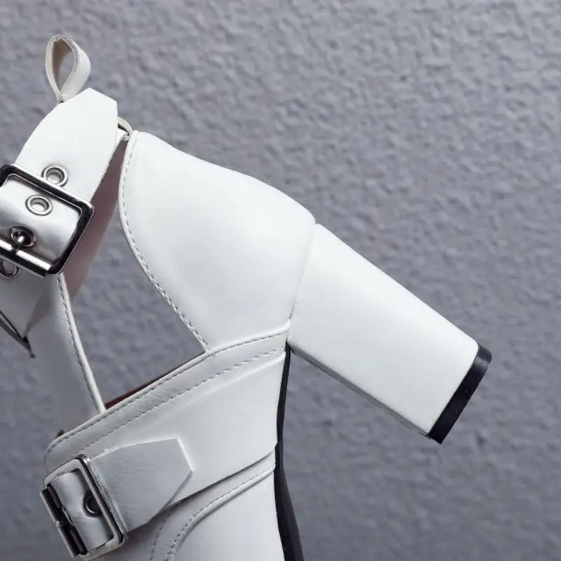 Ботильоны женские на высоком каблуке с пряжкой размеры 32 43|Женские полусапожки| |