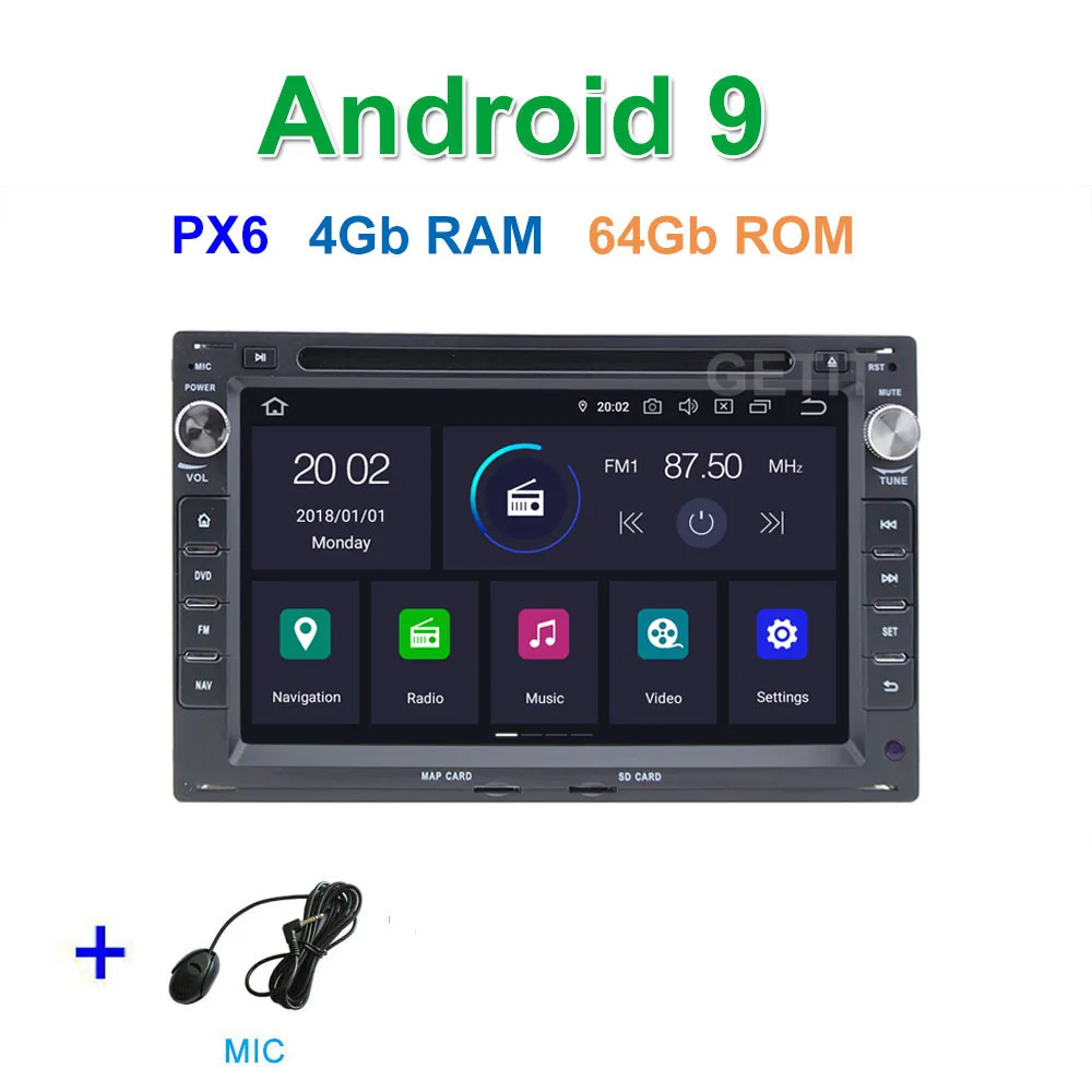 PX6 4G-RAM 64G-ROM DSP 64G PX6 Android 9 автомобильный dvd-плеер для VW/Volkswagen/GOLF/POLO/TRANSPORTER/Passat b5 Автомобильный мультимедийный Радио Видео плеер gps - Цвет: PX6 4G-RAM 64G-ROM