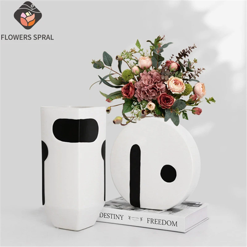 

Light Luxury Home Decoration Vase Modern Handmade Color Black And White Vase Craft Ceramic Home Vase Decoration