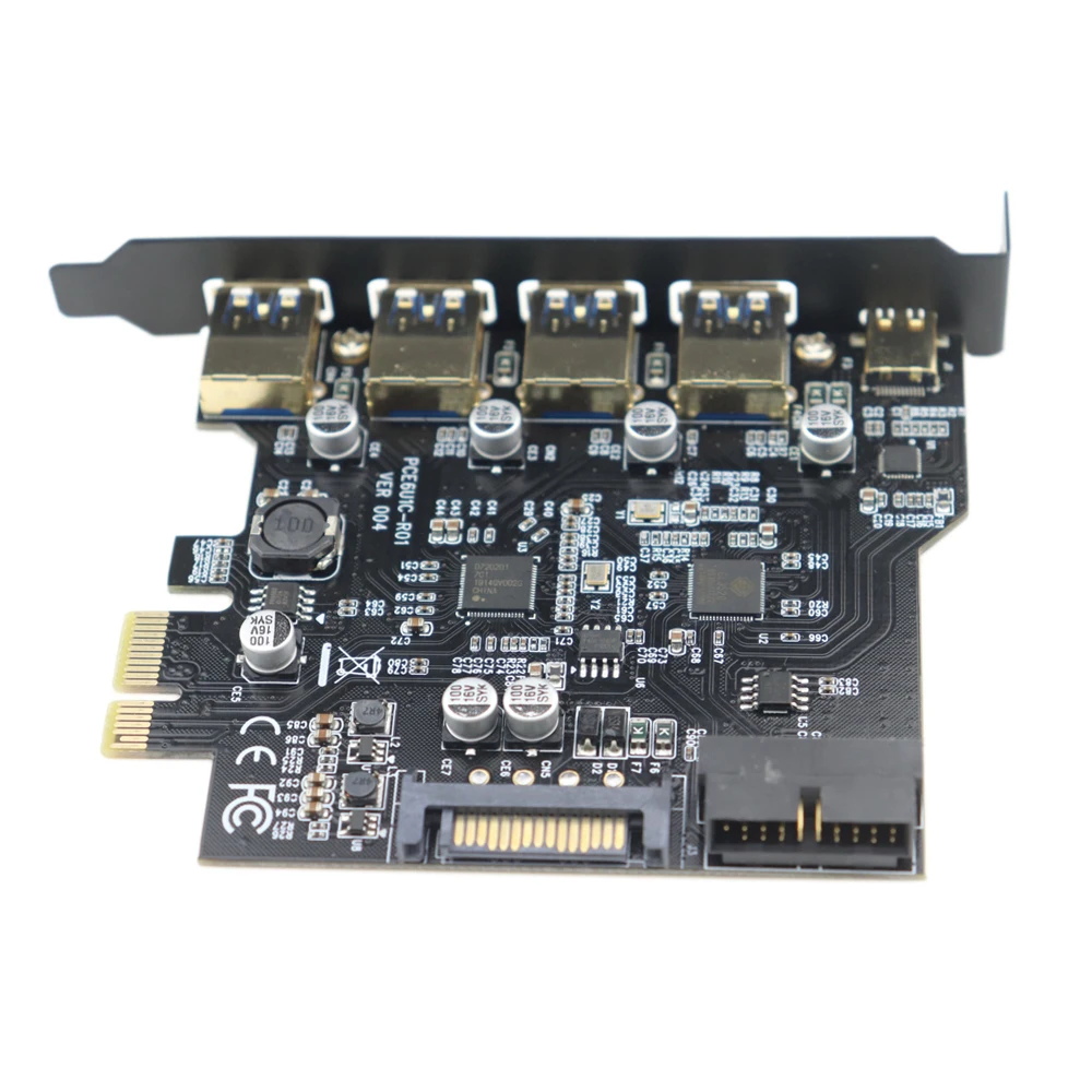 5 портов PCI-E для USB 3,0 1-port type C и 4-port type A PCIe плата расширения с 15 pin SATA power+ 19 pin USB 3,0 разъем