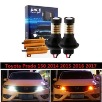 portable car led canbus drl turn signal dual light mode external lights t20 7440 wy21w for toyota prado 150 2014 2015 2016 2017