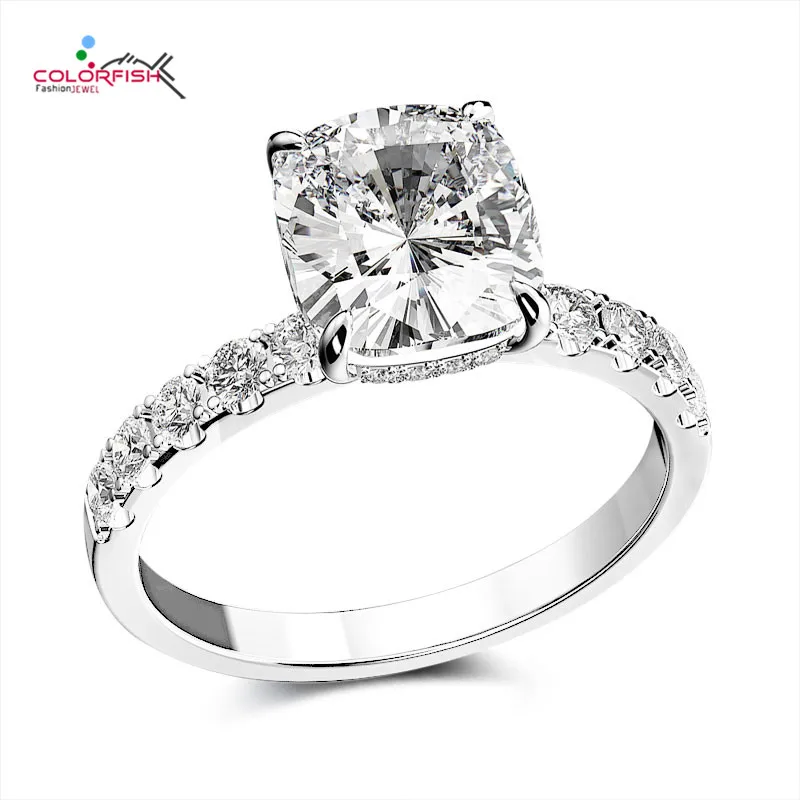 Кольцо обручальное женское из серебра с имитацией бриллианта 8x9 мм | Украшения и