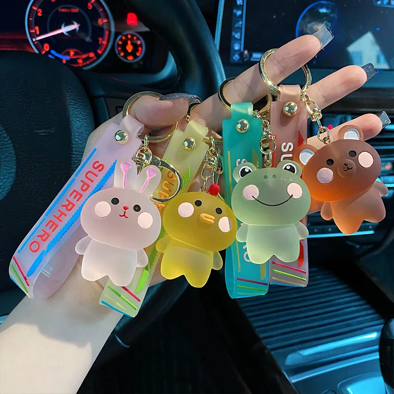 fashion cartoon keychain bulldog rabbit resin pendant for women bag car keyring mobile phone fine jewelry accessories girl gift free global shipping