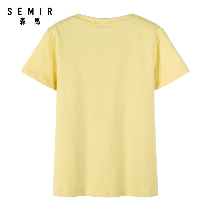 SEMIR Women short-sleeved T-shirt 2020 summer new personality fashion design cotton comfortable round neck top | Женская одежда