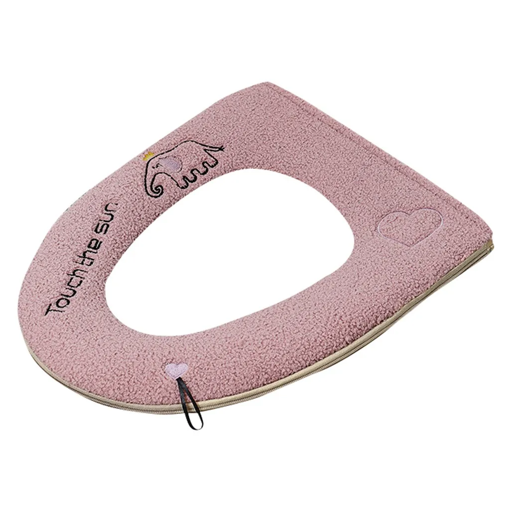 Домашняя плюшевая мягкая накладка на сиденье для унитаза чехол молнии с ручкой