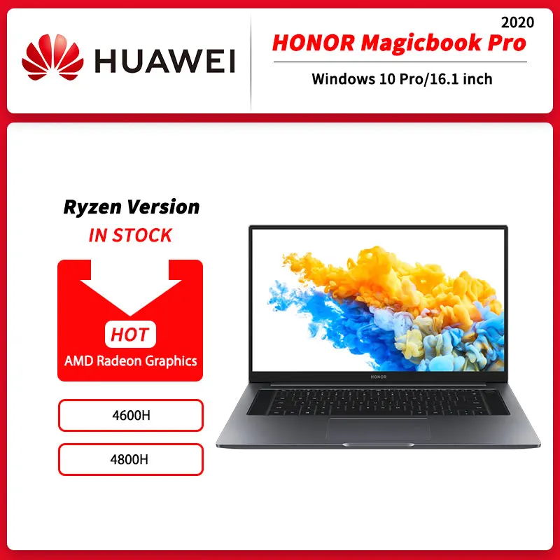 Ноутбук Honor MagicBook Pro 2020 16 1 дюйма MD Ryzen R5-4600H/R7-4800H ГБ DDR4 2666 МГц 512 PCle SSD Windows 10 английская