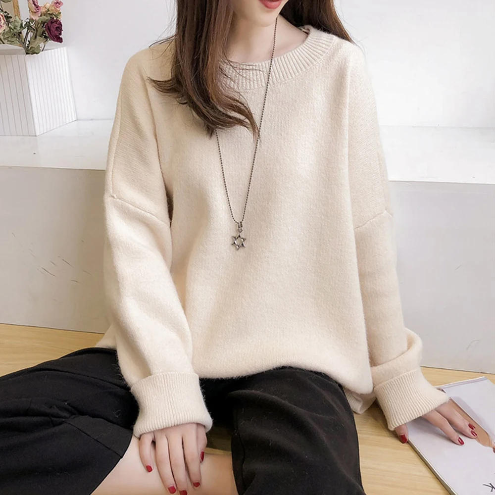 

New Sweater Women Loose Solid Color Winter Bottoming Shirts Korean Fashion Autumn Ladies Tops All-match Casual Clothes Female