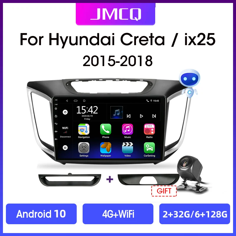 Мультимедийная магнитола JMCQ для hyundai Creta ix25 стерео система на Android 10 2 Гб ОЗУ 32 ПЗУ с