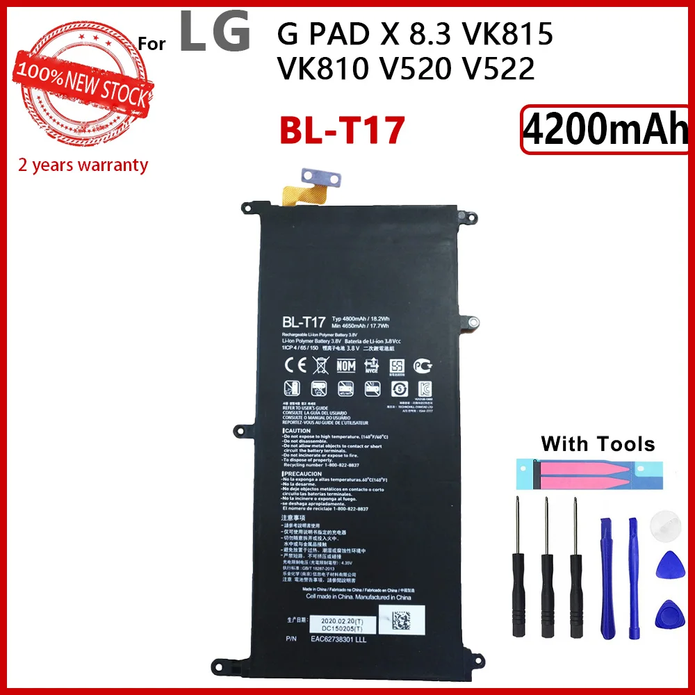

New 100% Real BL T17 BL-T17 BLT17 4800mAh Phone Battery For LG G PAD X 8.3 VK815 VK810 V520 V522 Smart Phone Battery With Tools