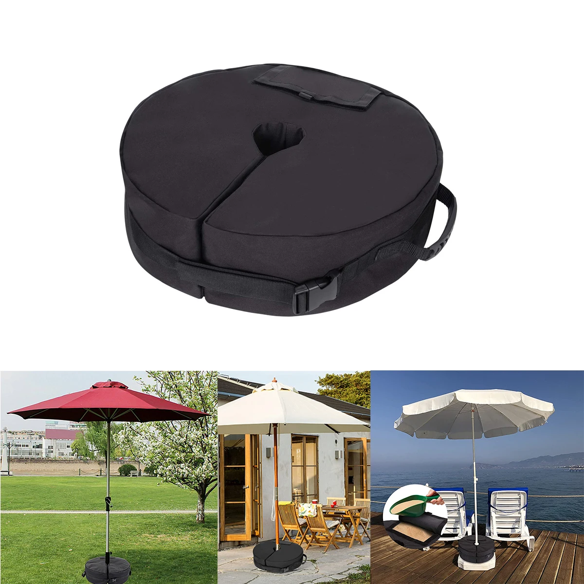 

Patio Umbrella Base Portable Parasol Heavy Weight Round Sand Bag Weatherproof Outdoor Oxford Cloth Base Stand Beach Garden