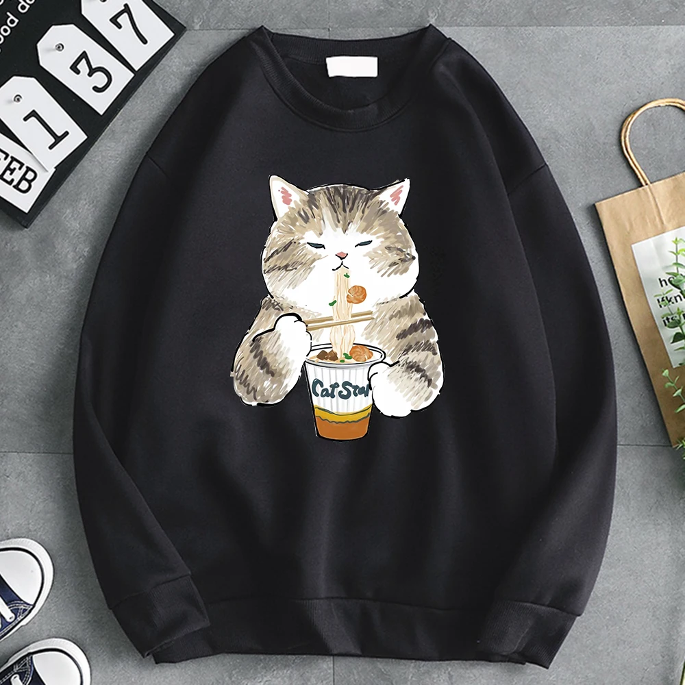 

Kawaii Cute Cats Anime Print Hoodies Woman Hip Hop Casual Sweatshirt Harajuku Fleece Hoody 2021 Comfortable Women Streetwear