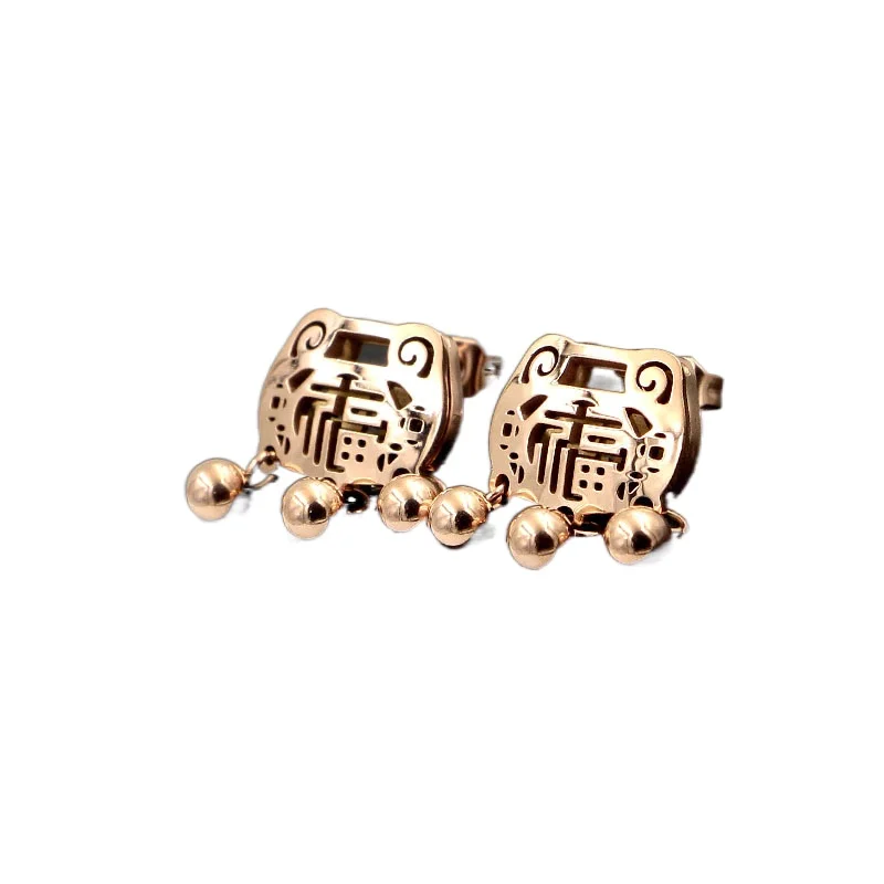 

Long Life Lucky Lock With Three Small Bell Stud Earrings Free Shipping