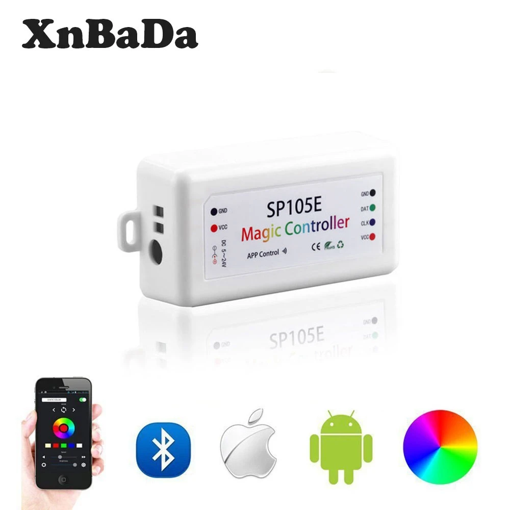 SP105E Bluetooth цветной Контролер управления WS2801 WS2811 WS2812B SK6812 APA102 WS2813 WS2815 светодиодный