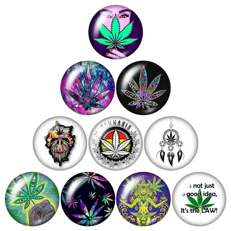 Психоделический горшок листья листьев смешанные круглые кабошоны 12 мм/18 мм/20 мм/25