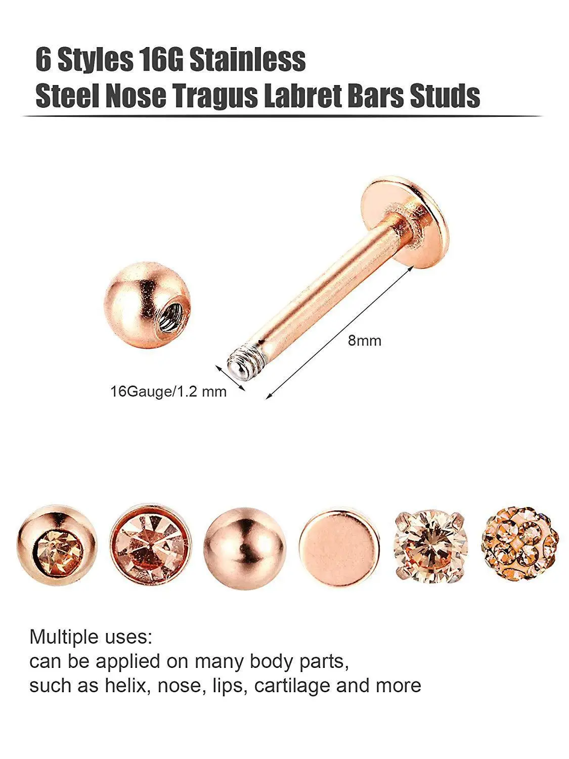 12 шт./лот кольцо для губ с кубическим цирконием зубчатый камень внутренней