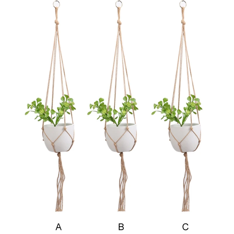 Ретро Веревка Подвеска для растений из макраме цветочный горшок держатель
