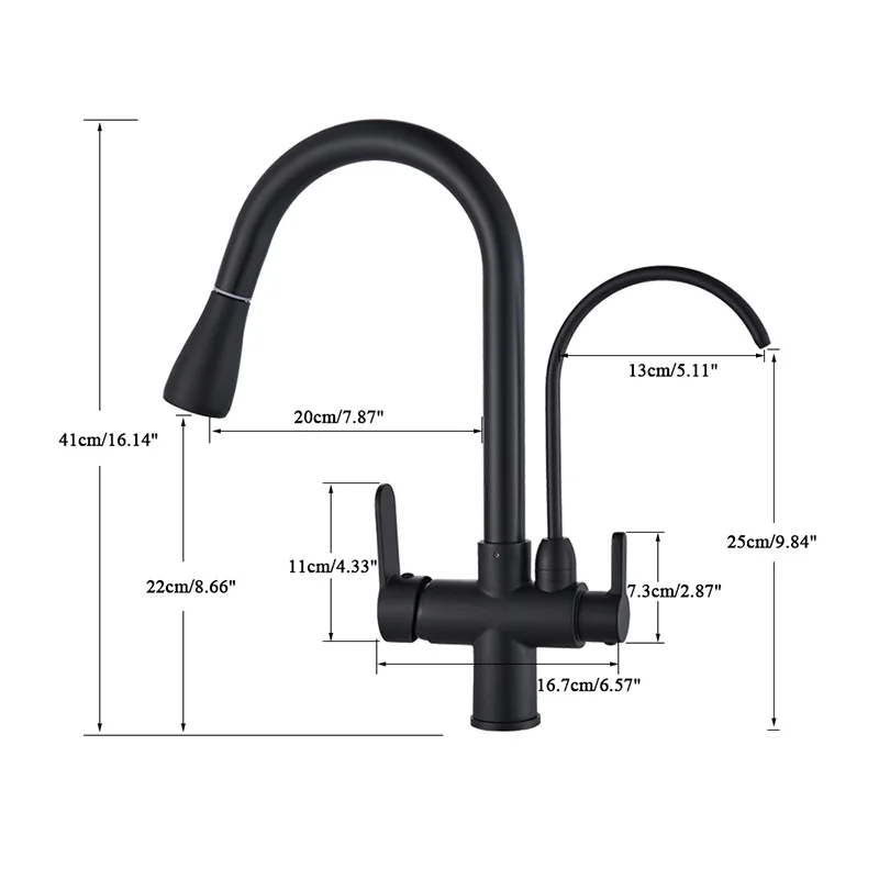 

Purification Kitchen Faucets Black Pull Out Kitchen Water Filter Tap 3 Way Mixer torneira para cozinha de parede Crane