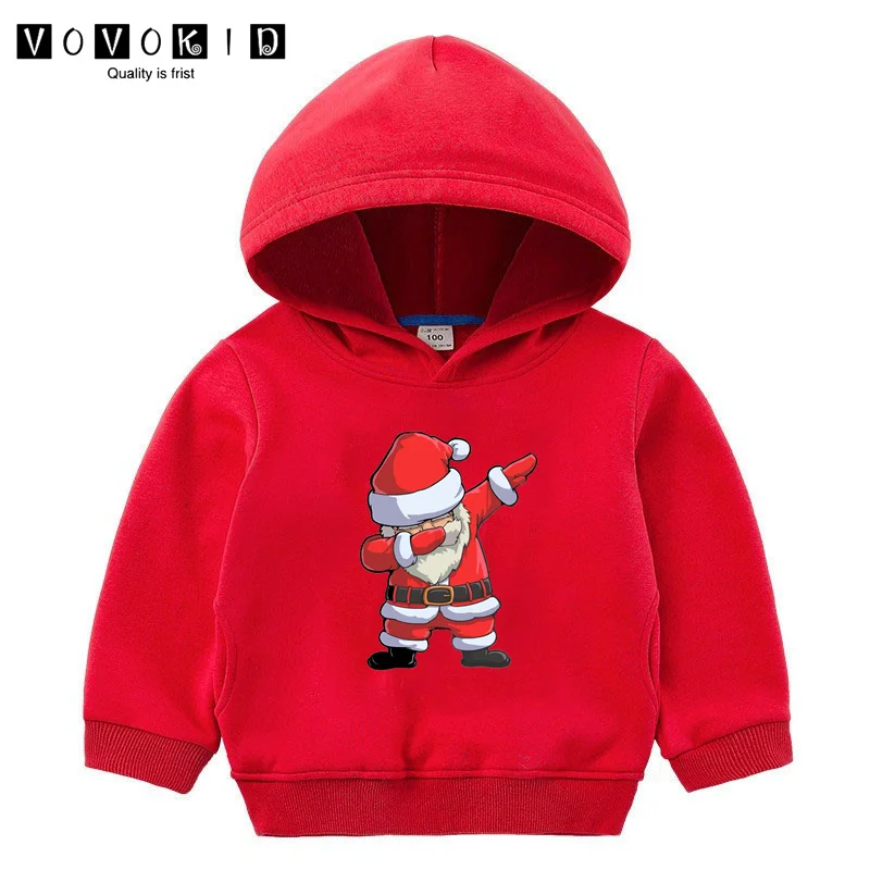 

Dabbing Santa Merry Christmas Red Hoodies Spring Winter Girl Baby Hooded Sweatshirts Casual Quality Children Clothing Tops