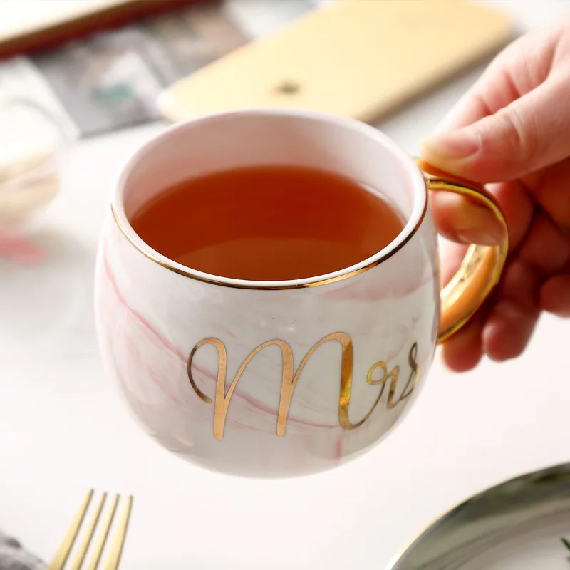 Модная фарфоровая посуда для напитков Мраморная кофейная кружка милая чашка с