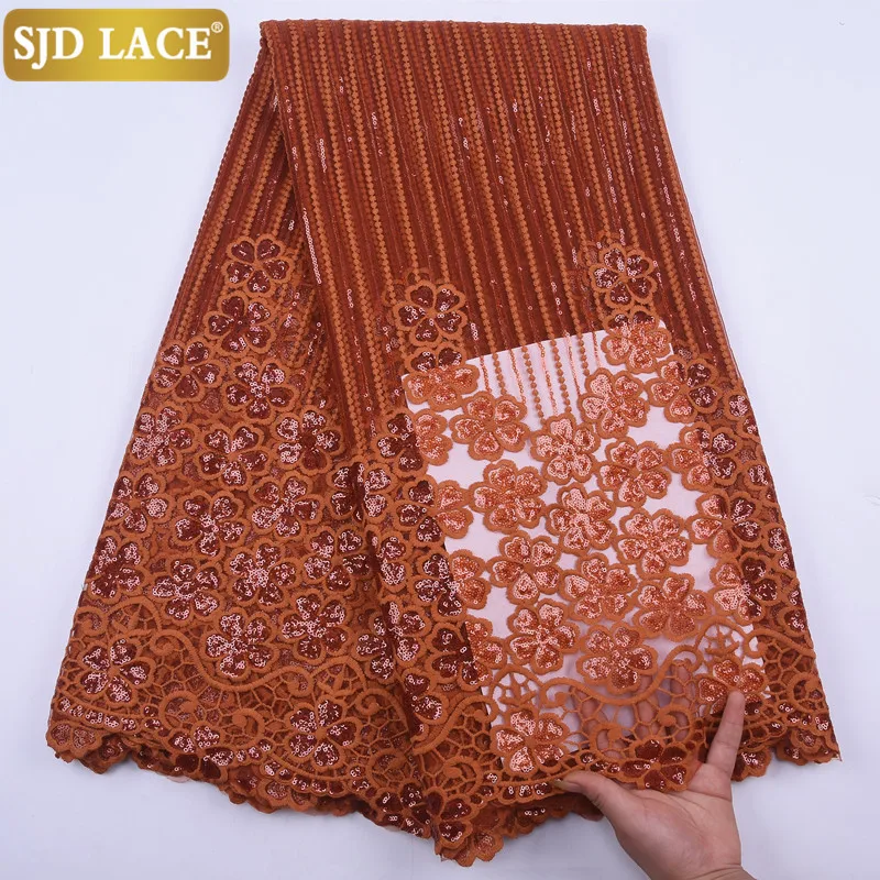 SJD кружева 2020 чистый белый африканская кружевная ткань с блестками французская