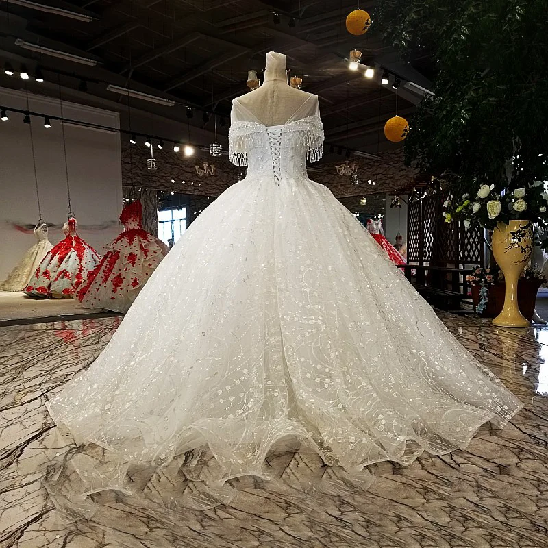 LS21108 2020 new arrival like white organza bridal gowns lace flowers hand working wedding dress real pictures from china shop