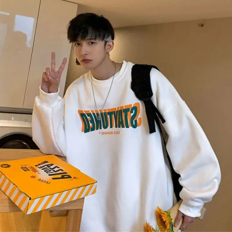 

Long-sleeve T-shirt Spring autumn plus velvet thick O-neck sweatshirt for men women 2022 new trend lovers preppy hip hop shirts