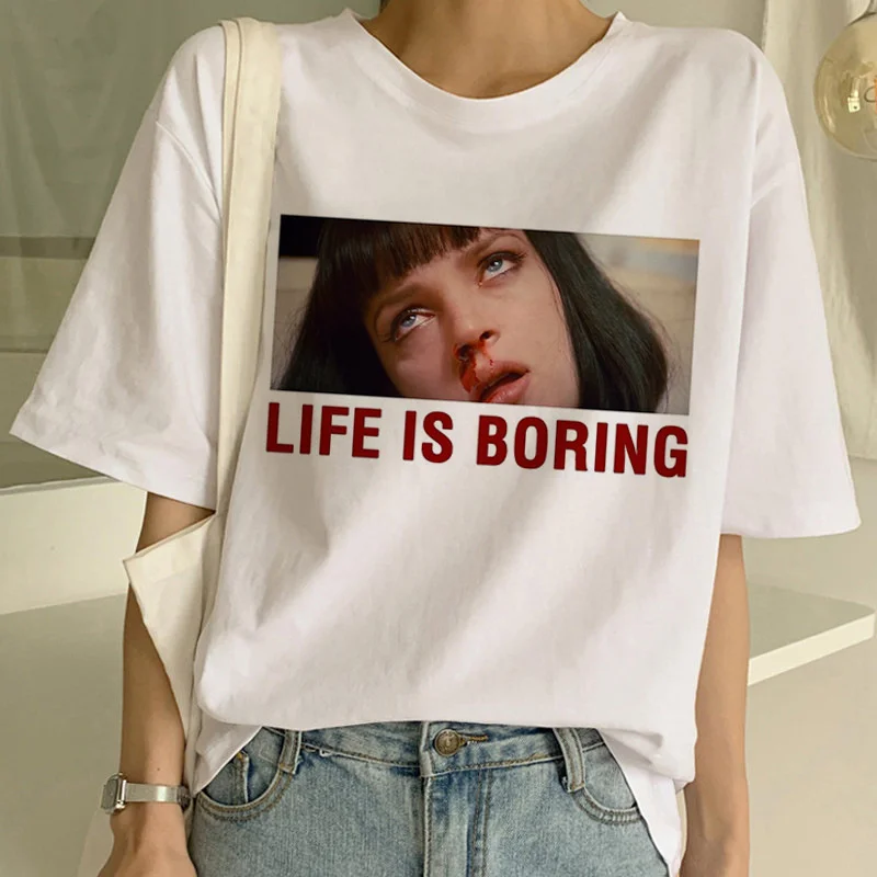 

2021 Short-sleeved T-shirt Summer New Round Neck Print Hand-painted Characters Casual Daily Wear Women Wn*