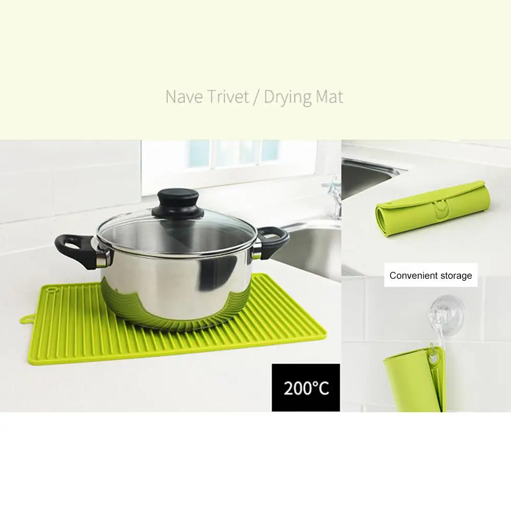 

Dish Drying Mat BPA Free Non-toxic Silicone Dry Pad Dishwasher Safe Heat Resistant Trivet For Kitchen Countertop Sink