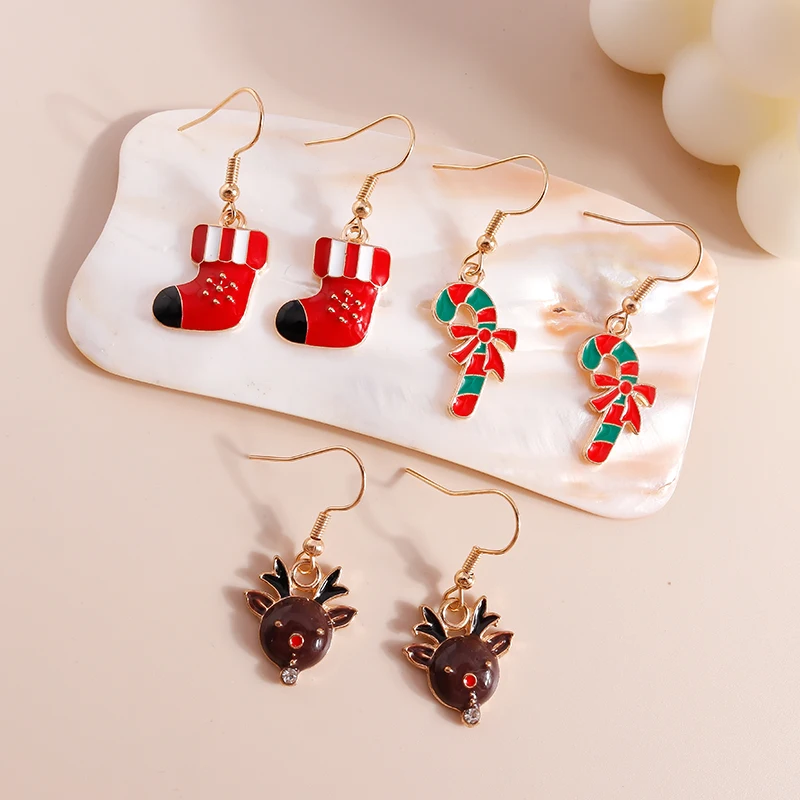 Новые рождественские серьги ювелирные изделия Санта-Клаус олень звезда