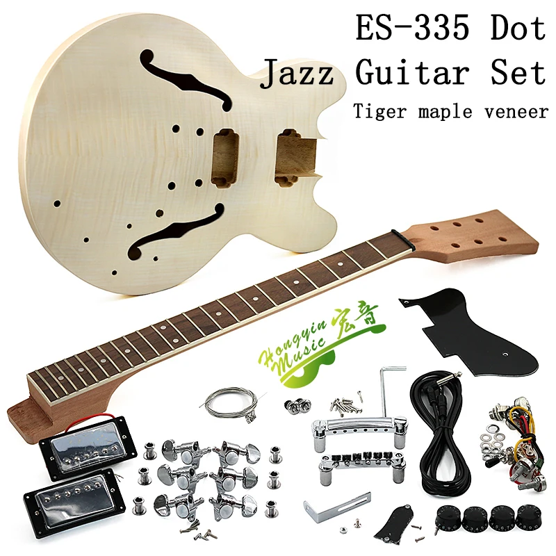 The ES-335 Dot Jazz Guitar Maple plywood back side fabrication accessory kit for beginners
