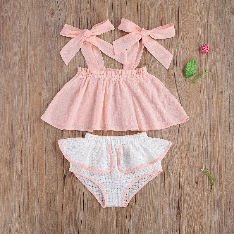 

2021Cute Summer Newborn Baby Girl Sleeveless Sleeveless Tank Tops Bloomers Shorts 2PCS Outfits Baby Clothing Set