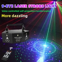 9 eyes bar led stage light color music projector dmx controller dj club family party decoration strobe light