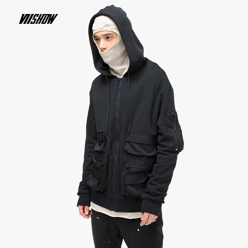 Viishow уличная мужская куртка с капюшоном Брендовые повседневные однотонные