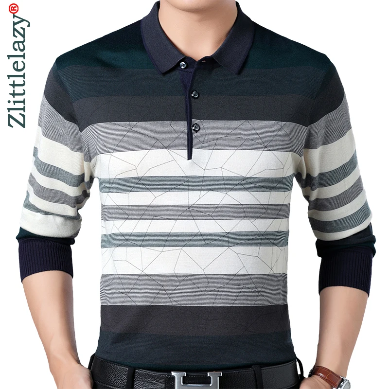 2021 брендовая Повседневная полосатая рубашка поло с длинным рукавом для фитнеса