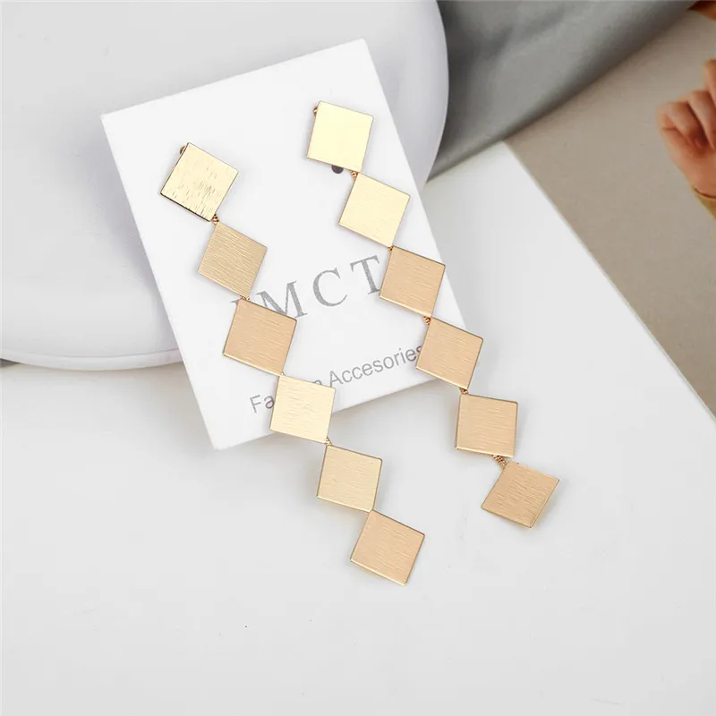 Корейский дизайн стиль Золотой геометрический квадратный длинные Подвесные
