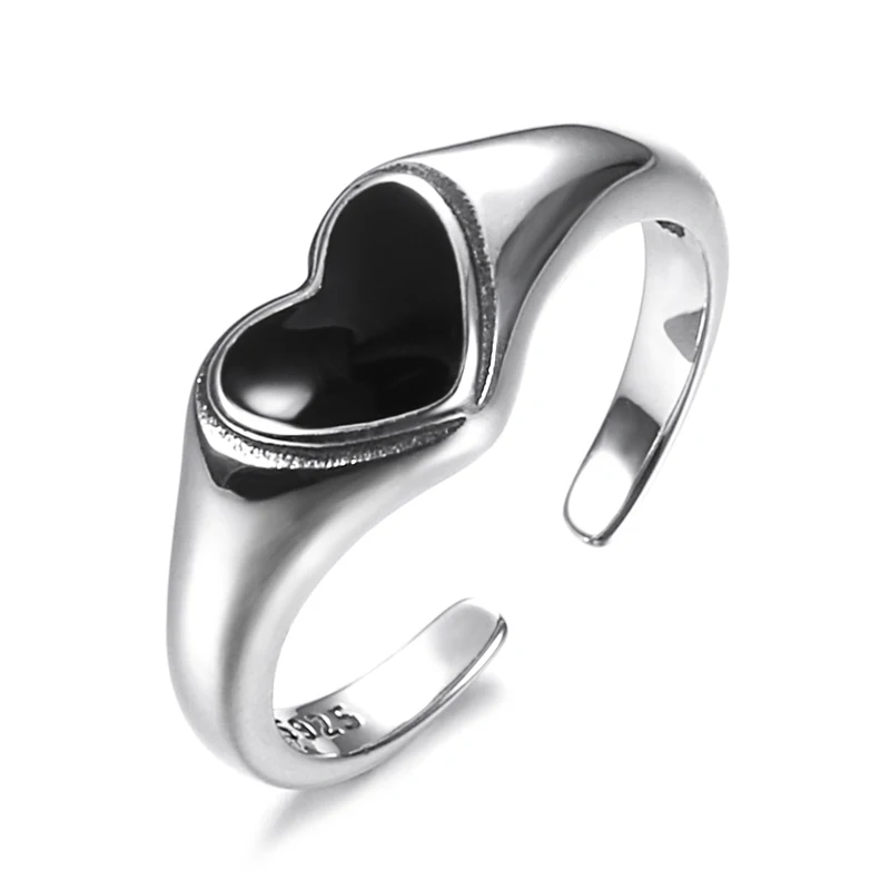 Кольцо из серебра 925 пробы с черной эмалью в винтажном стиле|jewelry making ring|ring beamjewelry