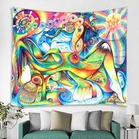 psychedelic bohemian mandala printed polyester tapestry wall hanging for decorate home living room bedroom office 5 sizes