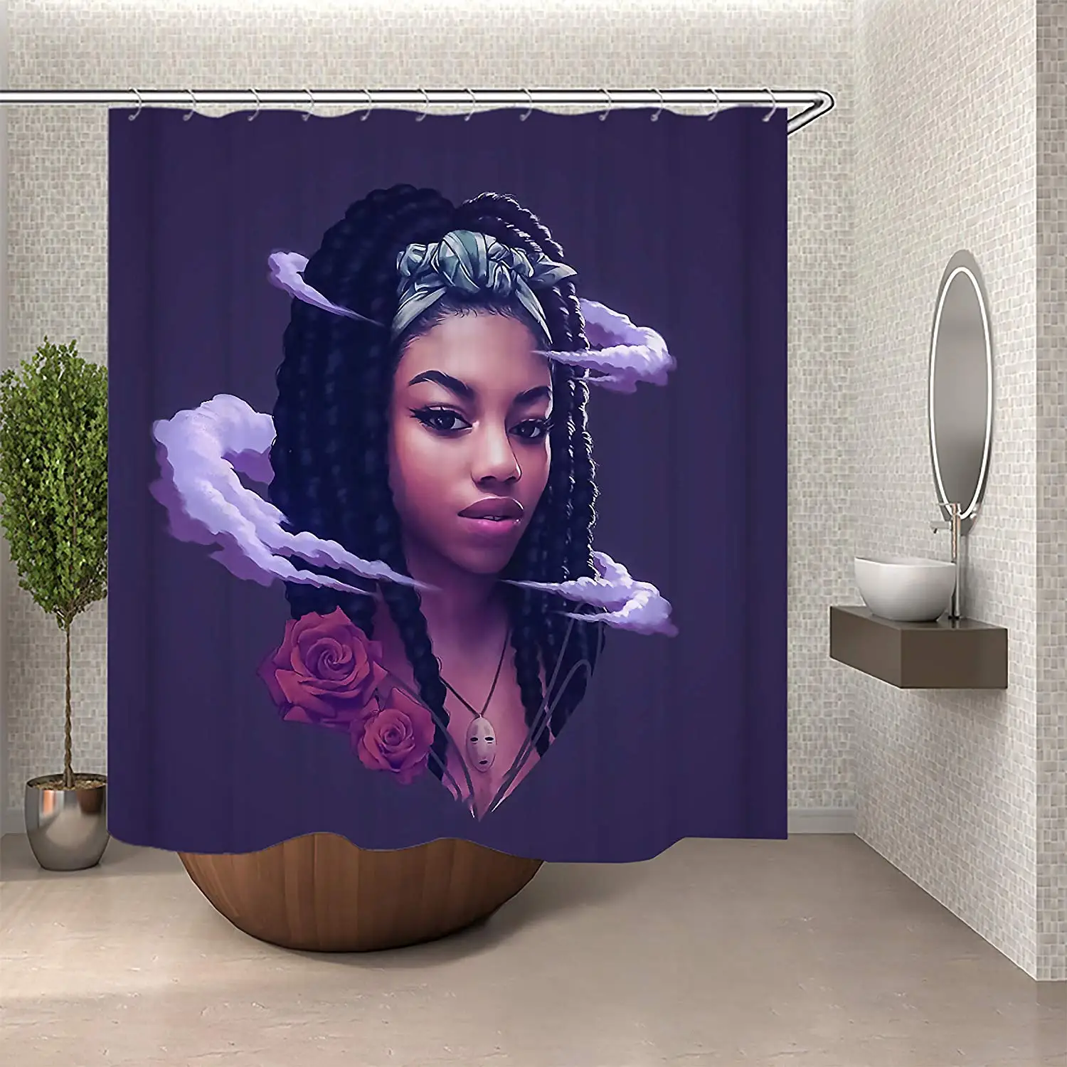 Занавеска для душа в ванную комнату чернокожих девушек афроамериканских